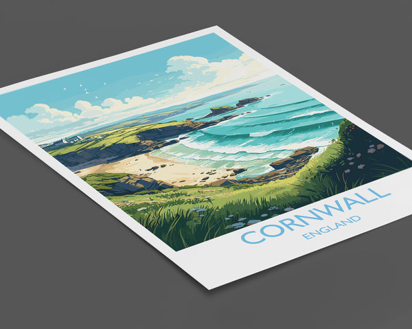Cornwall Travel Poster, Travel Print of Cornwall, England, Cornwall Art, Cornwall Gift, Wall Art Print