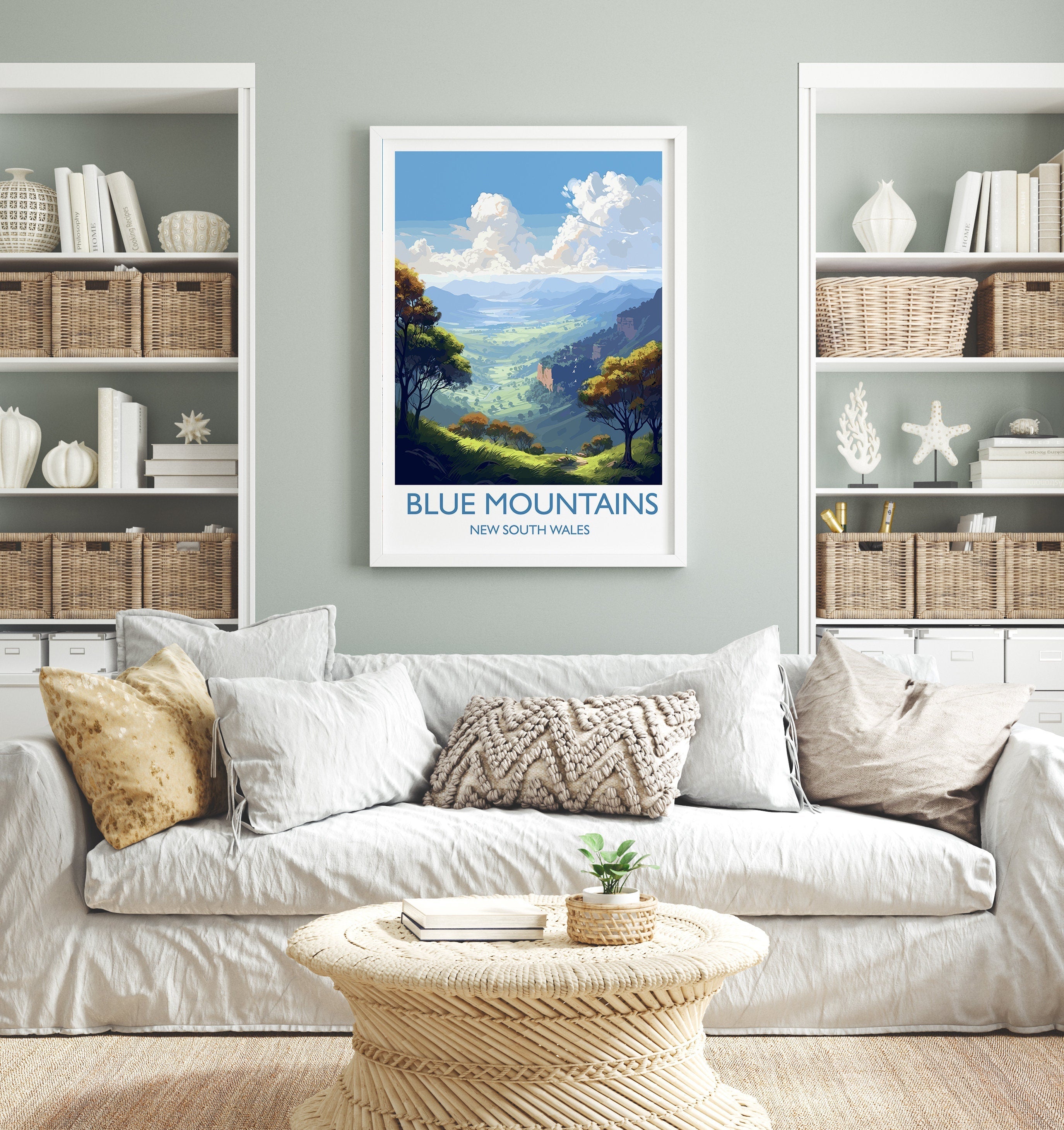 Blue Mountains Poster, Travel Print of Blue Mountains, New South Wales, Blue Mountains Gift, Australia Art Gift NQ Media Designs