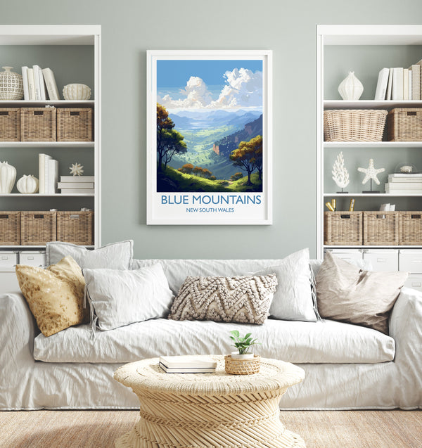 Blue Mountains Poster, Travel Print of Blue Mountains, New South Wales, Blue Mountains Gift, Australia Art Gift