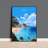 Zante Travel Print, Travel Poster of Zante, Greece Gift, Greek Islands Art, Zante Gift, Wall Art Print NQ Media Designs