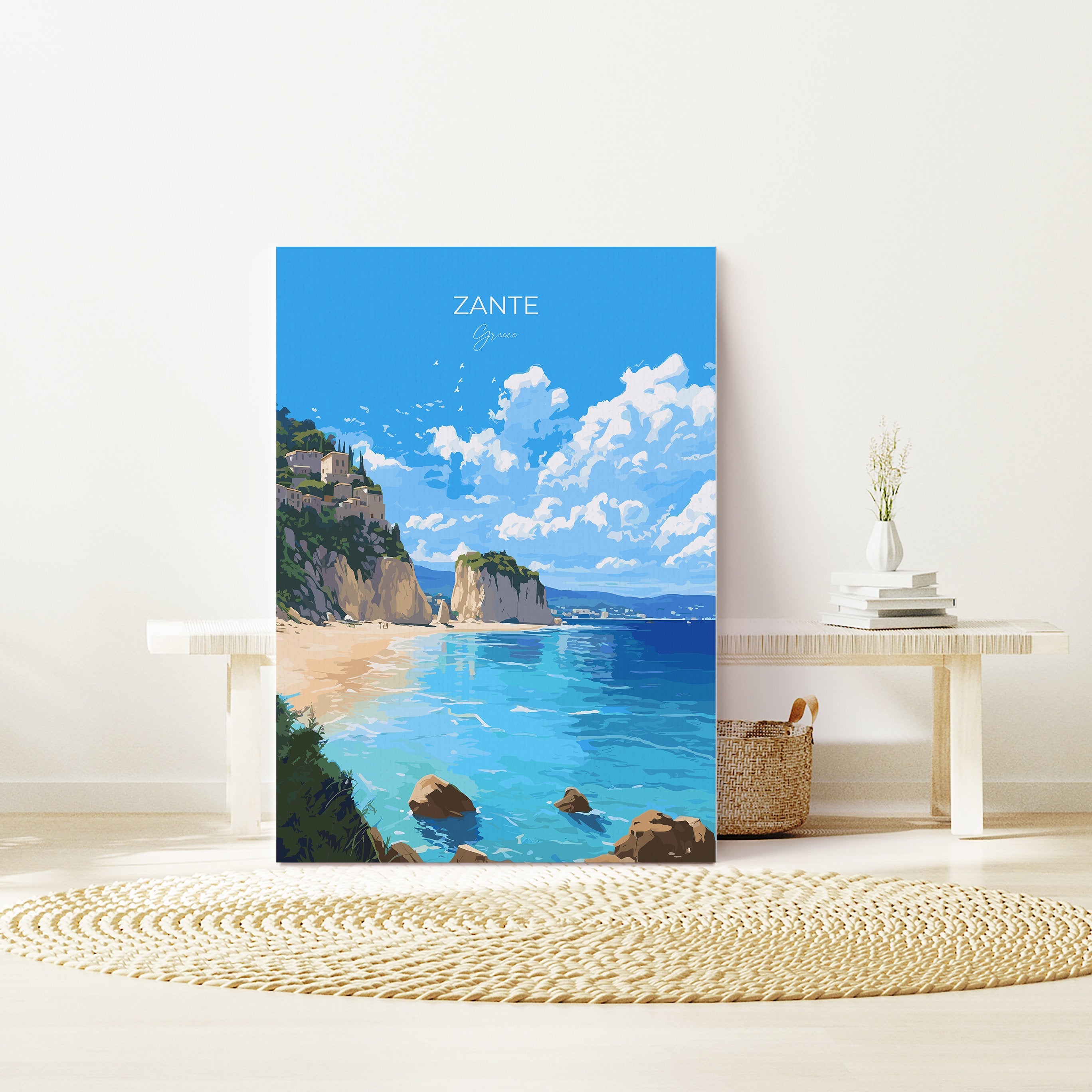 Zante Travel Print, Travel Poster of Zante, Greece Gift, Greek Islands Art, Zante Gift, Wall Art Print NQ Media Designs