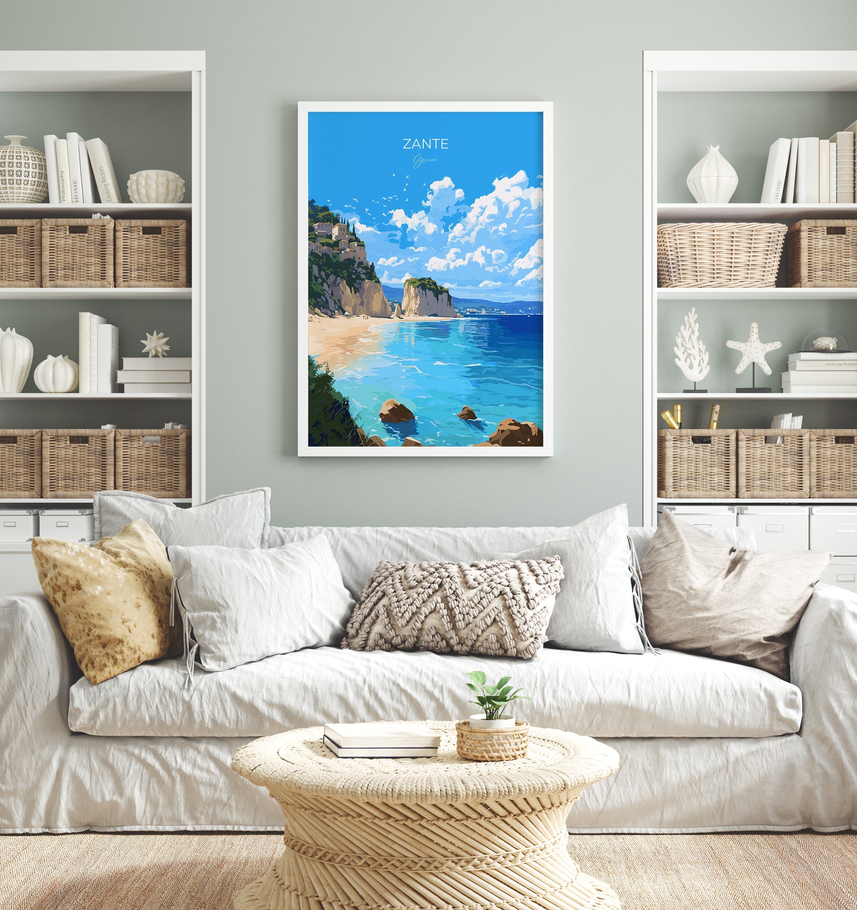 Zante Travel Print, Travel Poster of Zante, Greece Gift, Greek Islands Art, Zante Gift, Wall Art Print NQ Media Designs