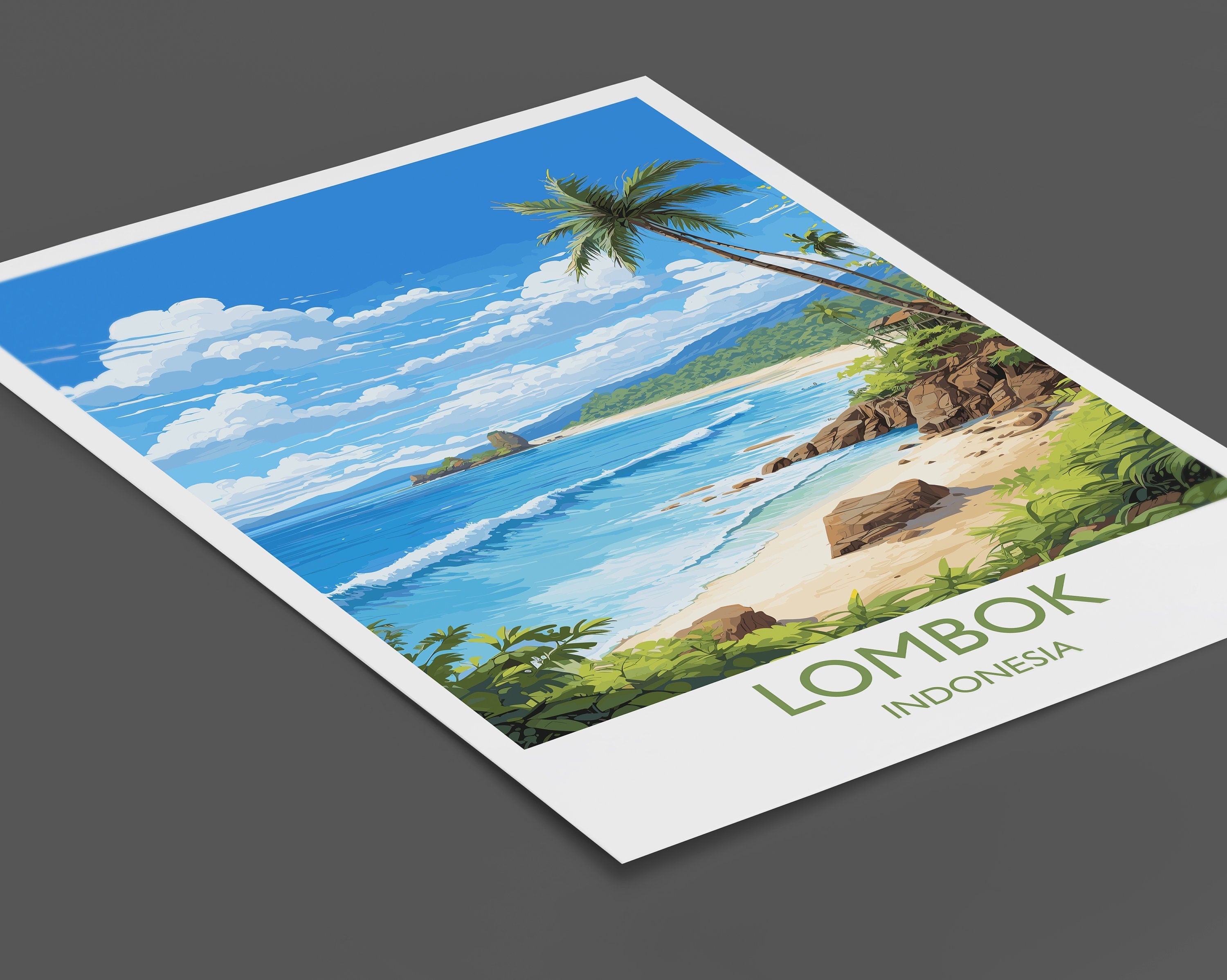 Lombok Travel Print, Travel Poster of Lombok, Indonesia, Lombok Gift, Wall Art Print NQ Media Designs