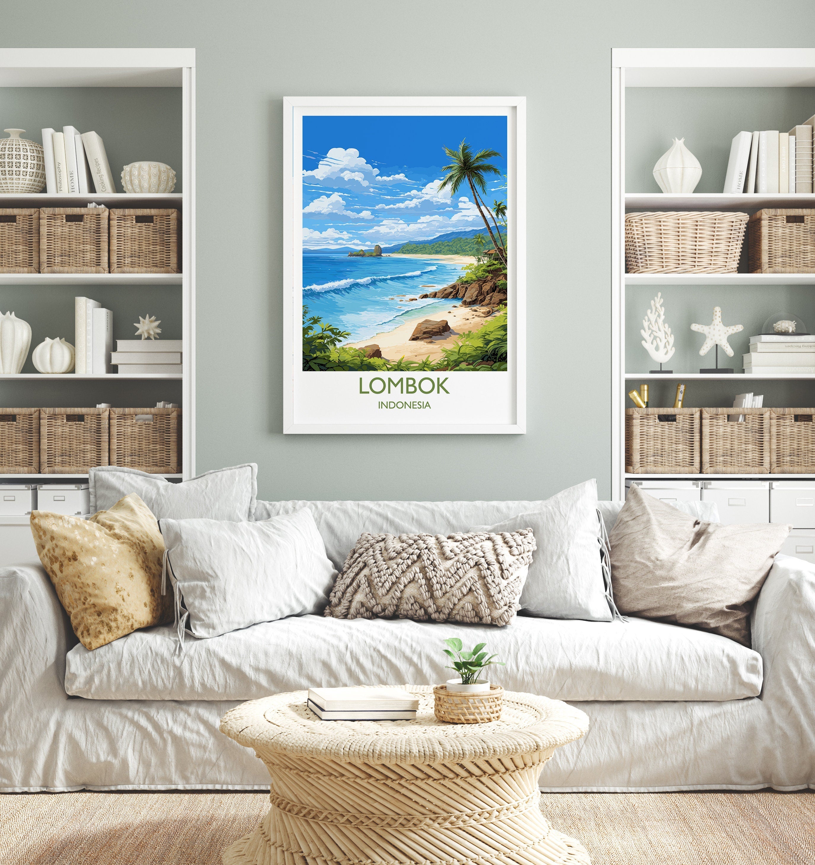 Lombok Travel Print, Travel Poster of Lombok, Indonesia, Lombok Gift, Wall Art Print NQ Media Designs