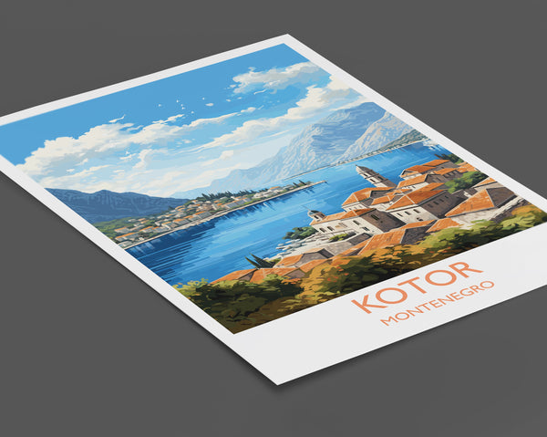 Kotor Travel Poster, KotorTravel Print, Montenegro Art Gift, Europe Art, Kotor Gift, Wall Art Print