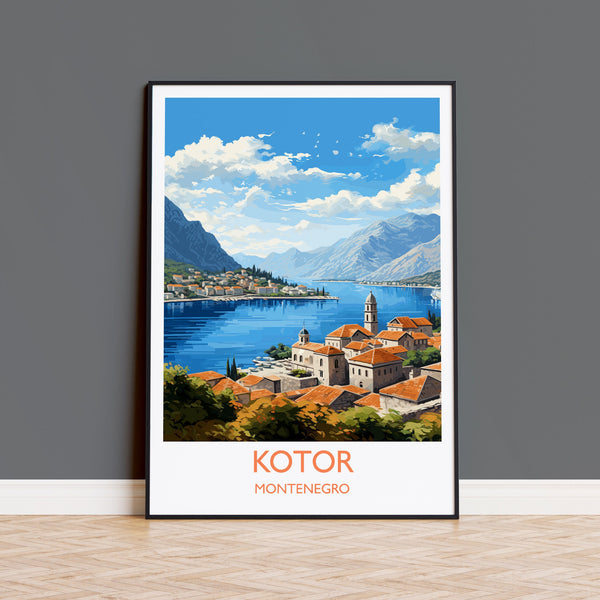 Kotor Travel Poster, KotorTravel Print, Montenegro Art Gift, Europe Art, Kotor Gift, Wall Art Print