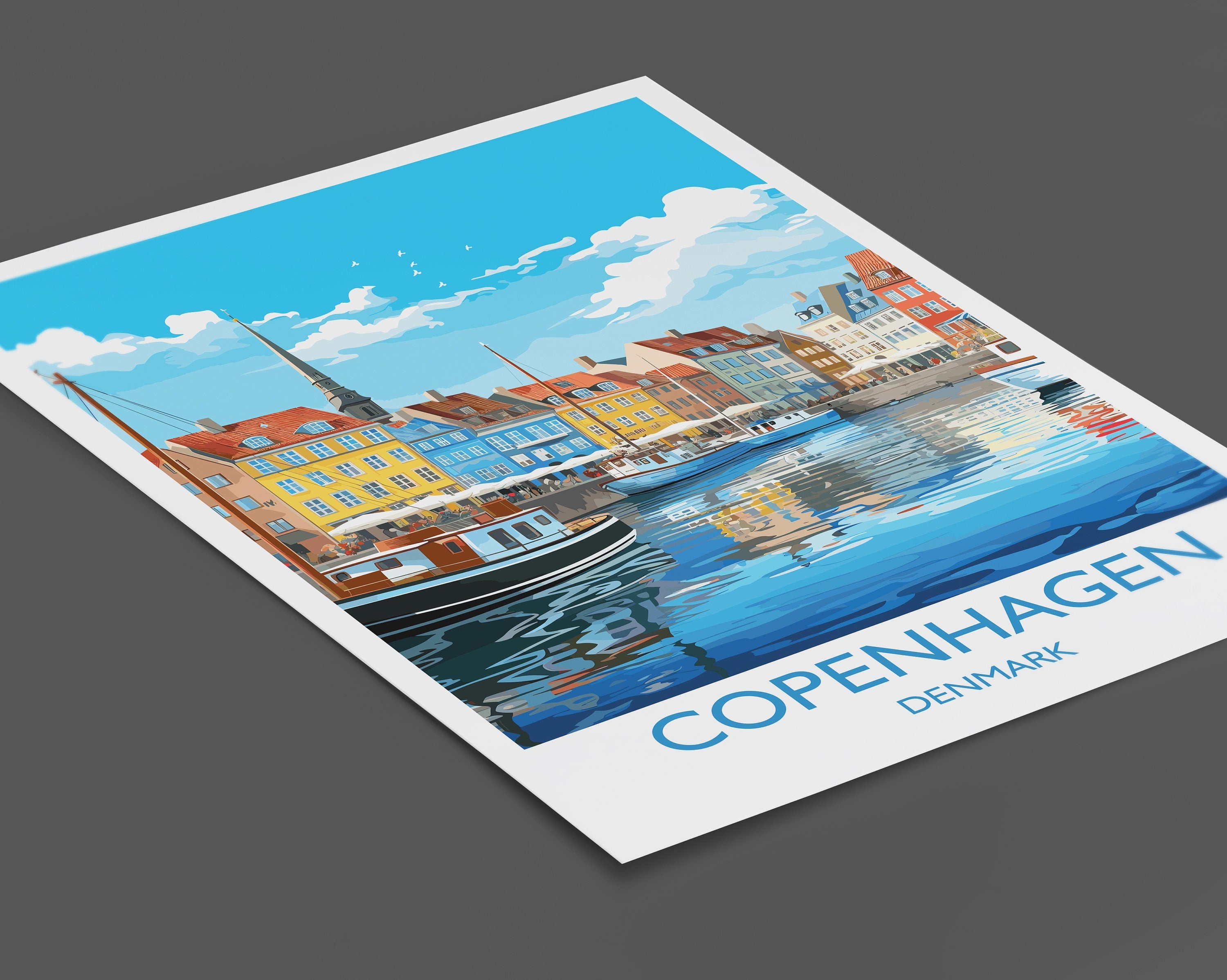 Copenhagen Poster, Travel Print of Copenhagen, Denmark, Copenhagen Gift, Denmark Wall Art, Travel Gift NQ Media Designs