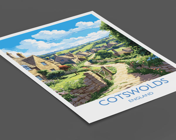 Cotswolds Print, Travel Poster of Cotswolds, England, Cotswolds Art Gift, England Gift Art, Landscape Wall Art Print