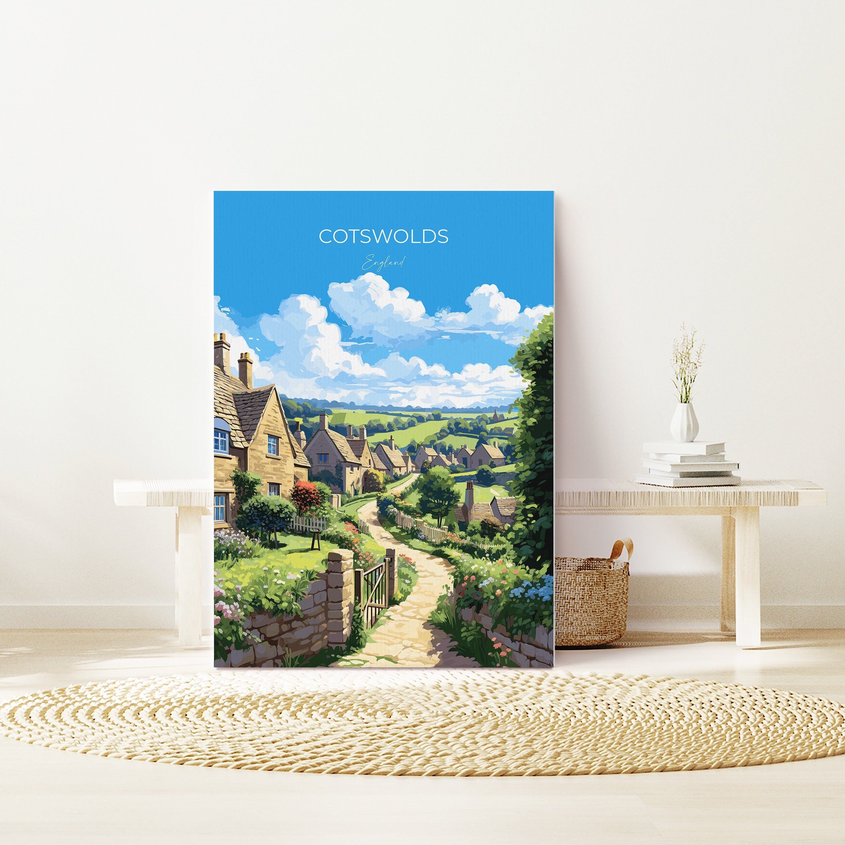 Cotswolds Print, Travel Poster of Cotswolds, England, Cotswolds Art Gift, England Gift Art, Landscape Wall Art Print NQ Media Designs