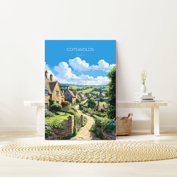Cotswolds Print, Travel Poster of Cotswolds, England, Cotswolds Art Gift, England Gift Art, Landscape Wall Art Print