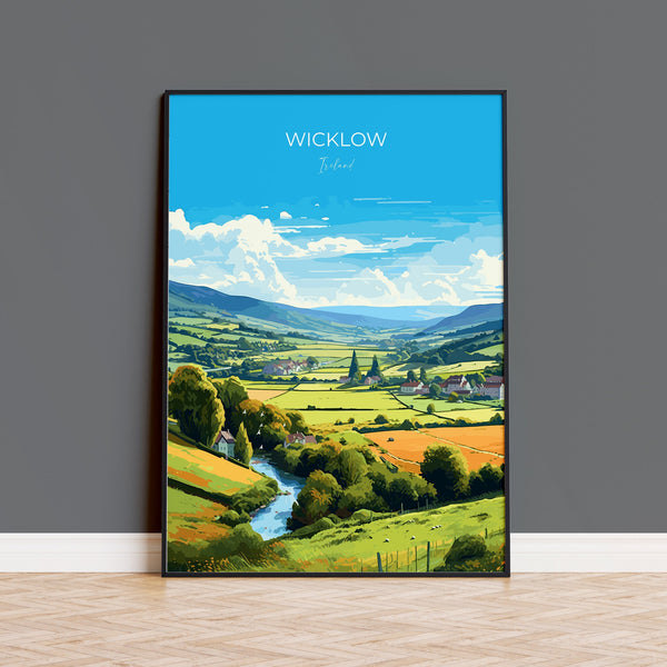 Wicklow Print, Travel Poster of Wicklow, Ireland, County Wicklow Art Gift, Ireland Gift Art, Landscape Wall Art Print