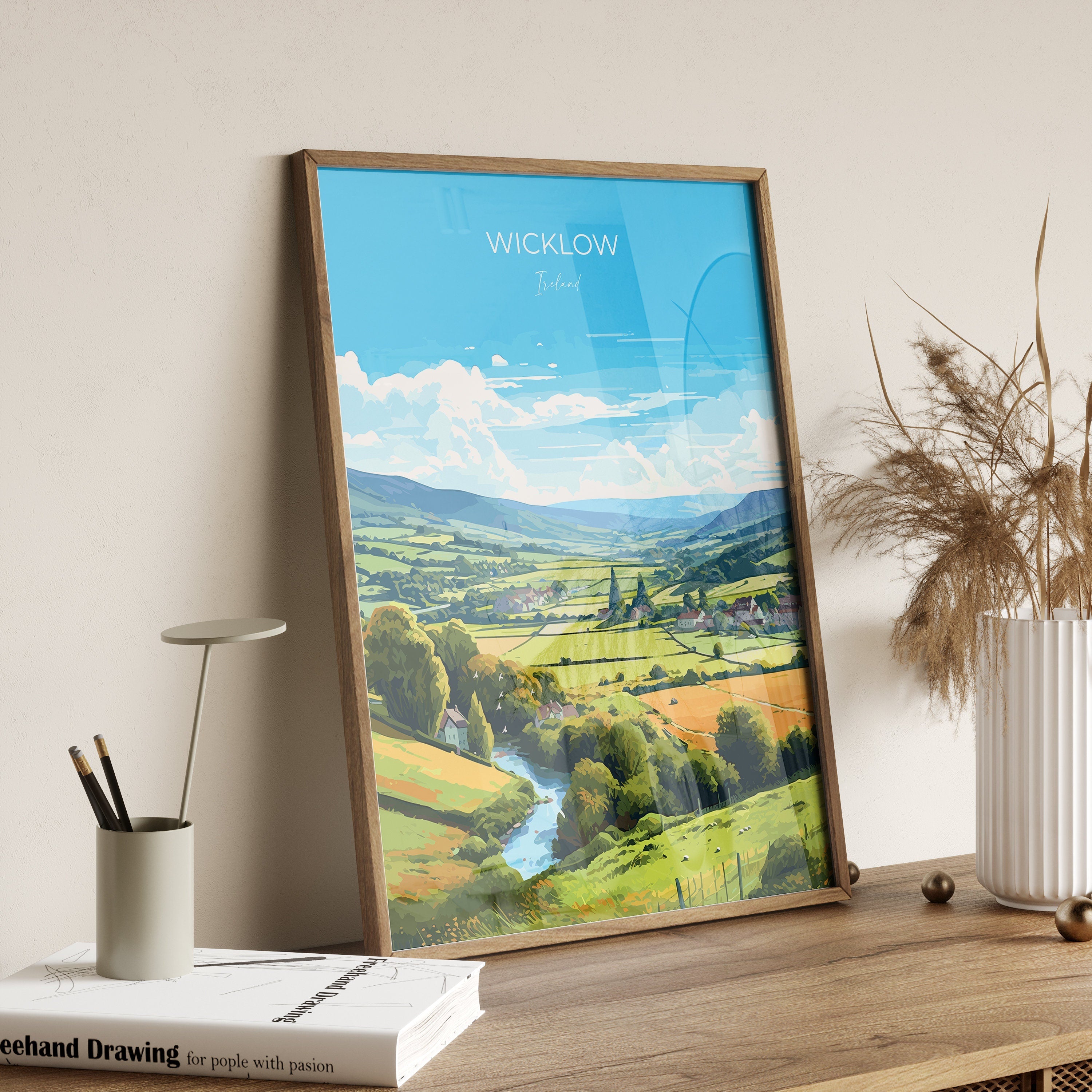 Wicklow Print, Travel Poster of Wicklow, Ireland, County Wicklow Art Gift, Ireland Gift Art, Landscape Wall Art Print NQ Media Designs