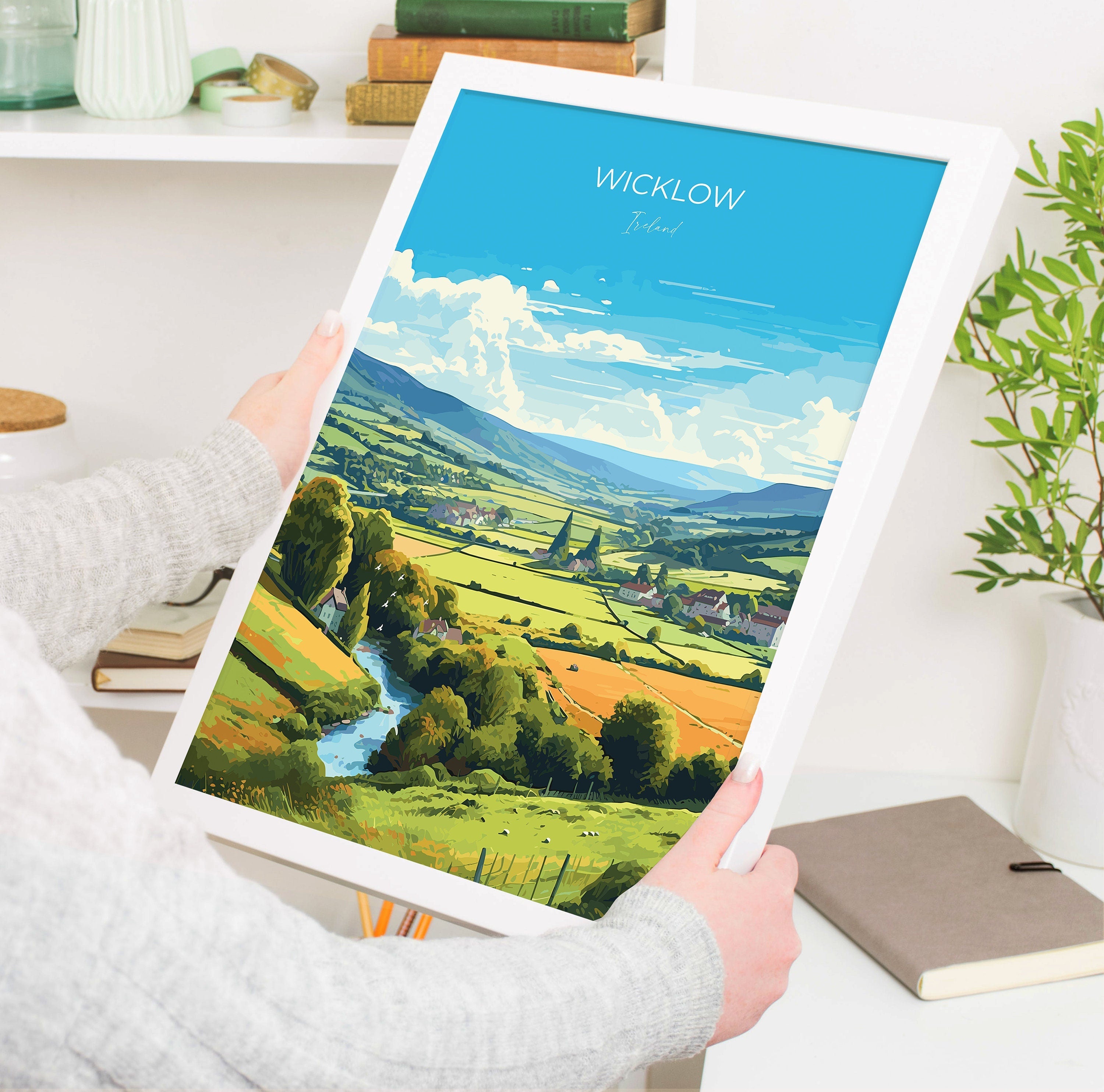 Wicklow Print, Travel Poster of Wicklow, Ireland, County Wicklow Art Gift, Ireland Gift Art, Landscape Wall Art Print NQ Media Designs