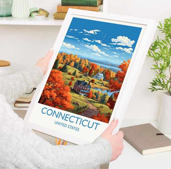 Connecticut Poster, Travel Print of Connecticut, Connecticut State, USA, Travel Gift