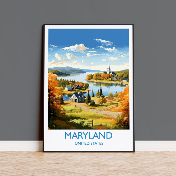 Maryland Poster, Travel Print of Maryland, Maryland State, USA, Travel Gift
