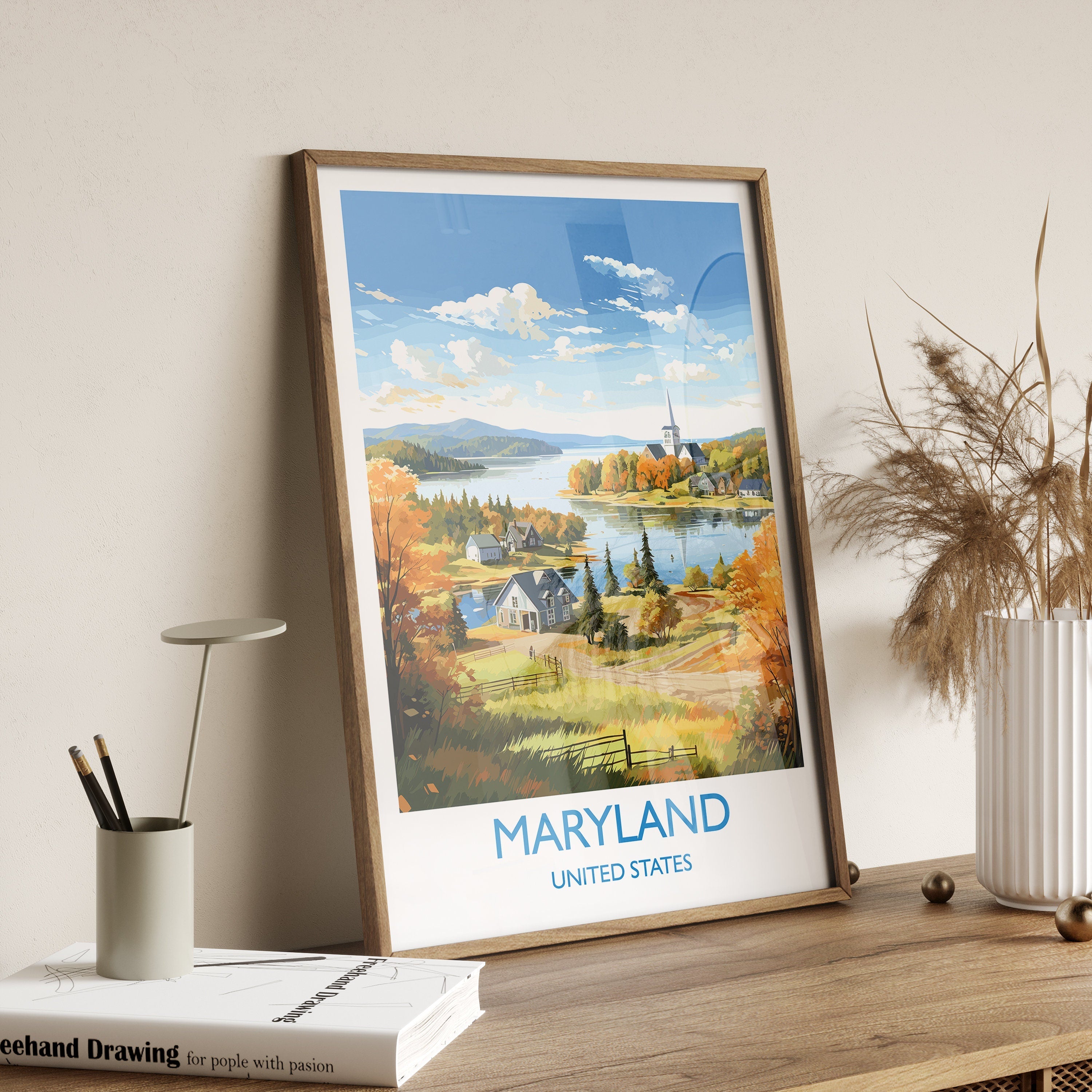 Maryland Poster, Travel Print of Maryland, Maryland State, USA, Travel Gift NQ Media Designs