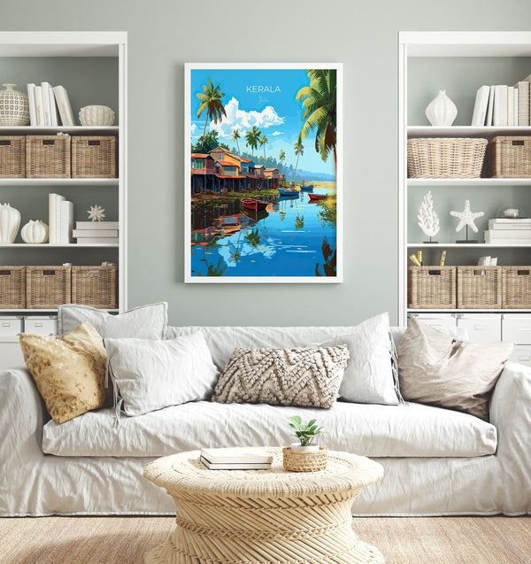 Kerala Travel Print, Travel Poster of Kerala, India, Kerala Art Gift, India Gift Art, Wall Art Print