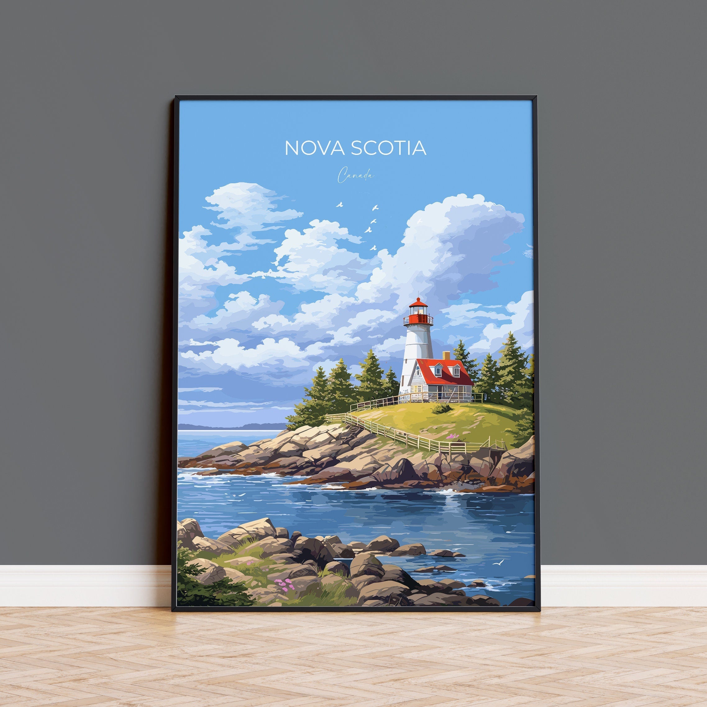 Nova Scotia Print, Travel Poster of Nova Scotia, Nova Scotia Gift, Canada Art Gift, Travel Gift NQ Media Designs