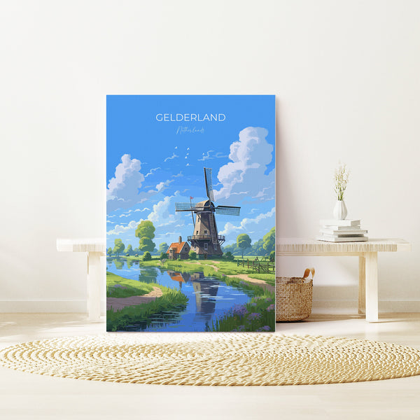 Gelderland Travel Poster, Travel Print of Gelderland, Netherlands, Dutch Art, Gelderland Gift, Wall Art Print