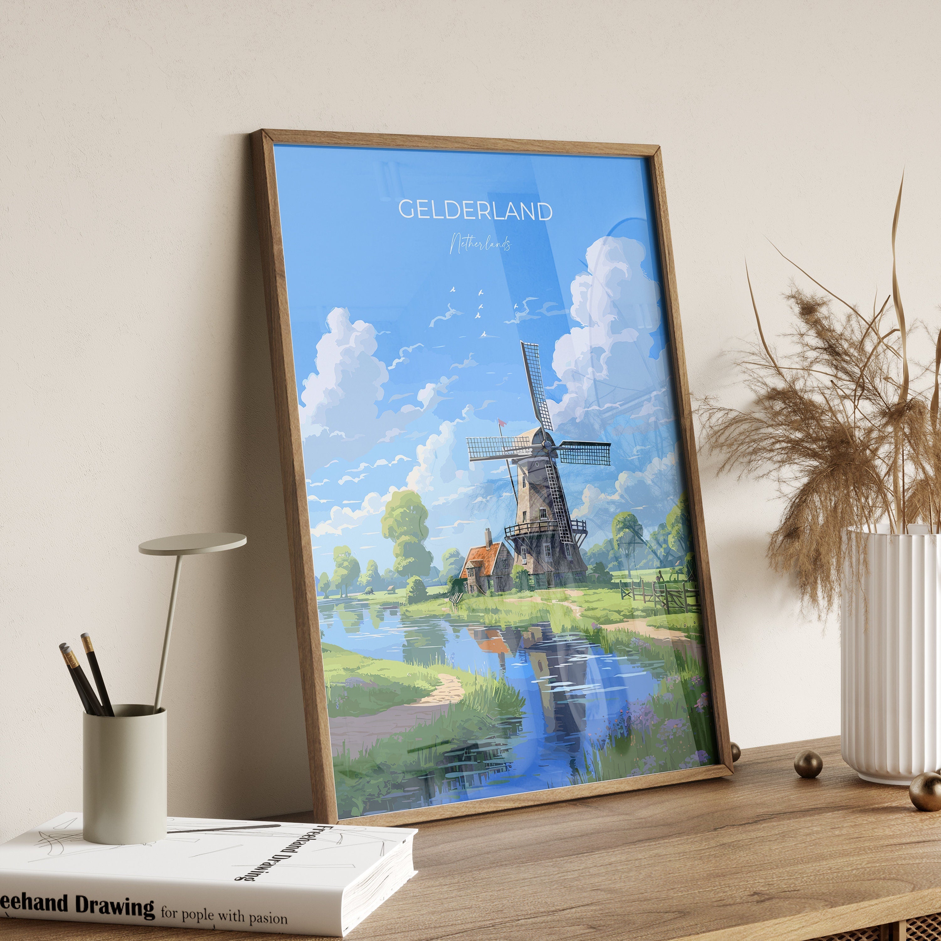 Gelderland Travel Poster, Travel Print of Gelderland, Netherlands, Dutch Art, Gelderland Gift, Wall Art Print NQ Media Designs