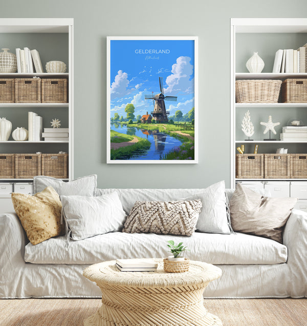 Gelderland Travel Poster, Travel Print of Gelderland, Netherlands, Dutch Art, Gelderland Gift, Wall Art Print