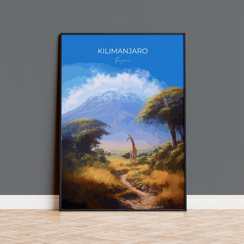 Kilimanjaro Print, Travel Poster of Mount Kilimanjaro, Tanzania, Kilimanjaro Gift, Wall Art, Travel Gift