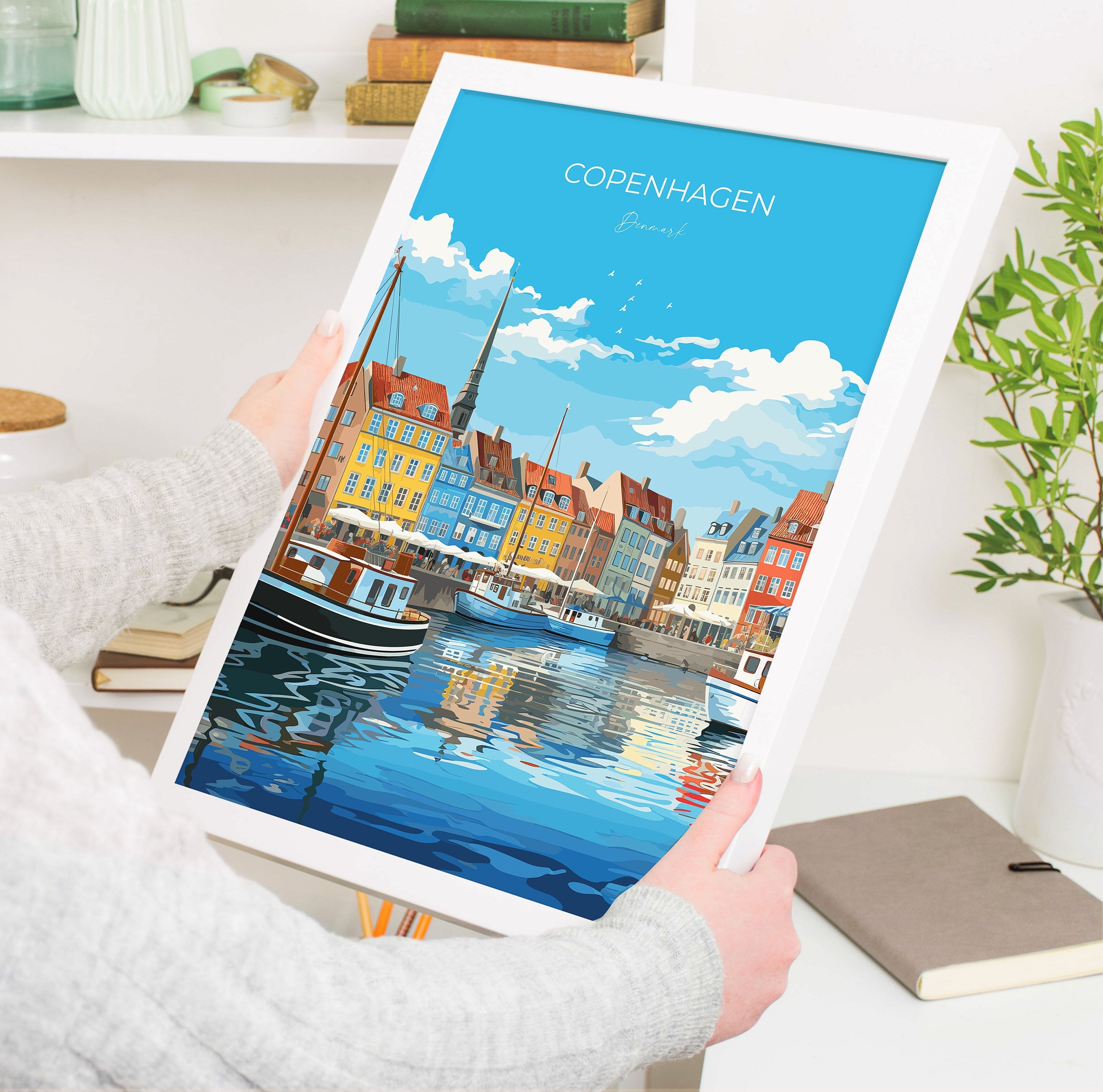 Copenhagen Print, Travel Poster of Copenhagen, Denmark, Copenhagen Gift, Denmark Wall Art, Travel Gift NQ Media Designs