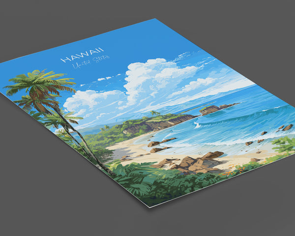 Hawaii Travel Print, Travel Poster of Hawaii, Hawaii Art Gift,United States Gift, USA Wall Art Print