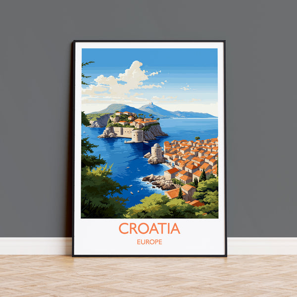 Croatia Travel Print, Travel Poster of Croatia, Croatia Art Gift, Dalmatian coast gift, Europe Wall Art, Travel Gift