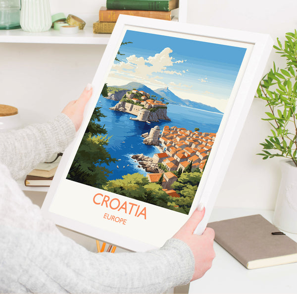Croatia Travel Print, Travel Poster of Croatia, Croatia Art Gift, Dalmatian coast gift, Europe Wall Art, Travel Gift