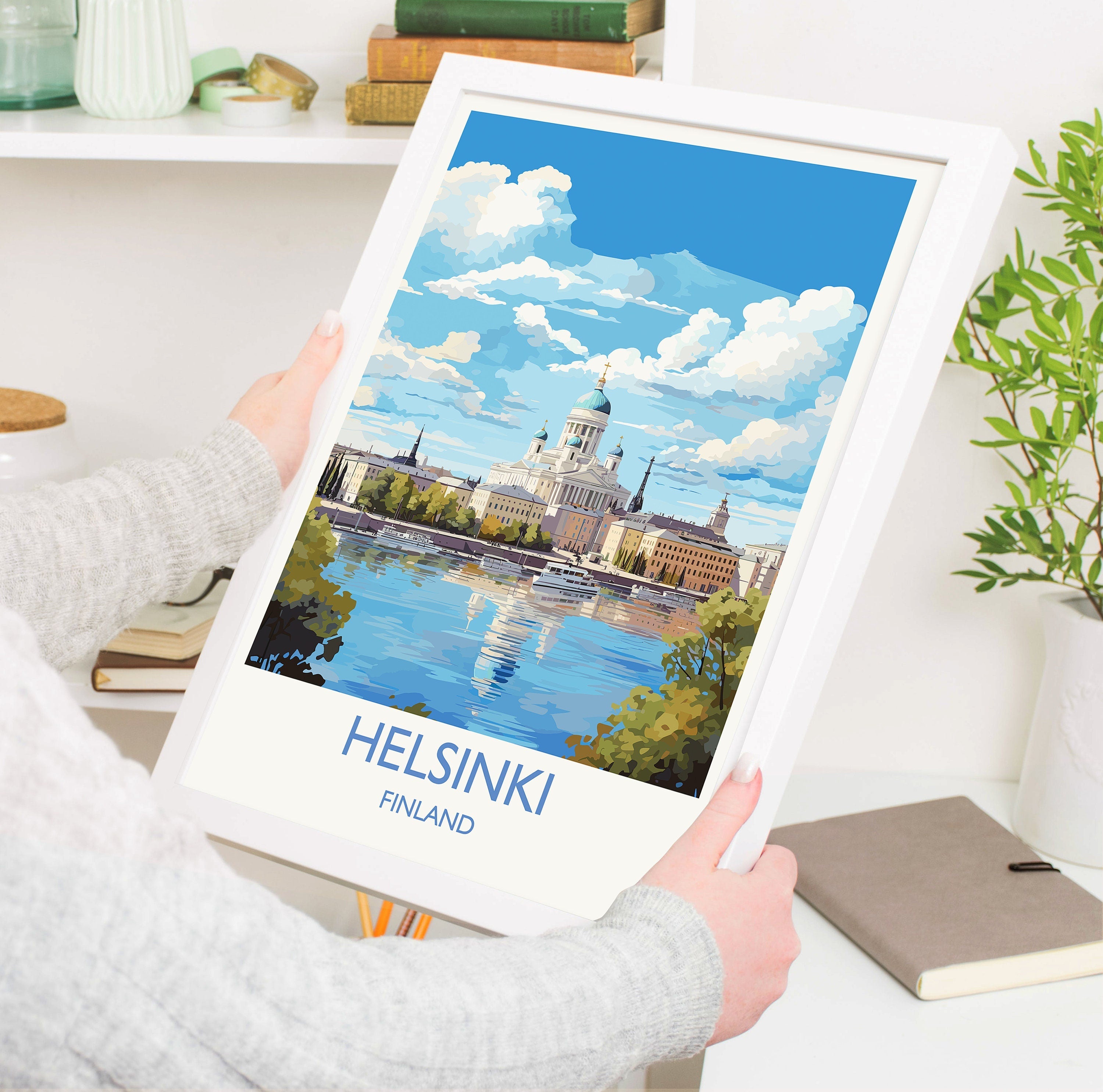 Helsinki Print, Travel Poster of Helsinki, Finland, Helsinki Art Gift, Finland Gift Art, Landscape Wall Art Print NQ Media Designs