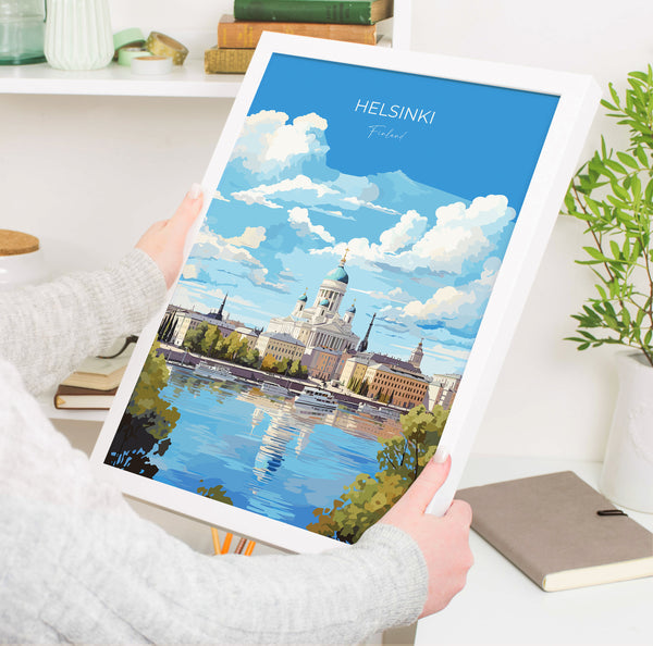 Helsinki Poster, Travel Print of Helsinki, Finland, Helsinki Art Gift, Finland Gift Art, Landscape Wall Art Print