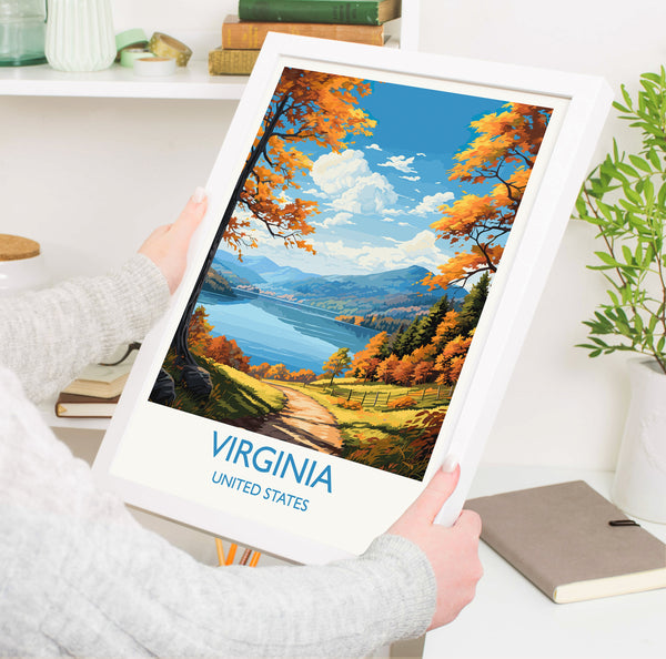Virginia Poster, Travel Print of Virginia, Virginia State, Virginia Art Gift, USA, Travel Gift