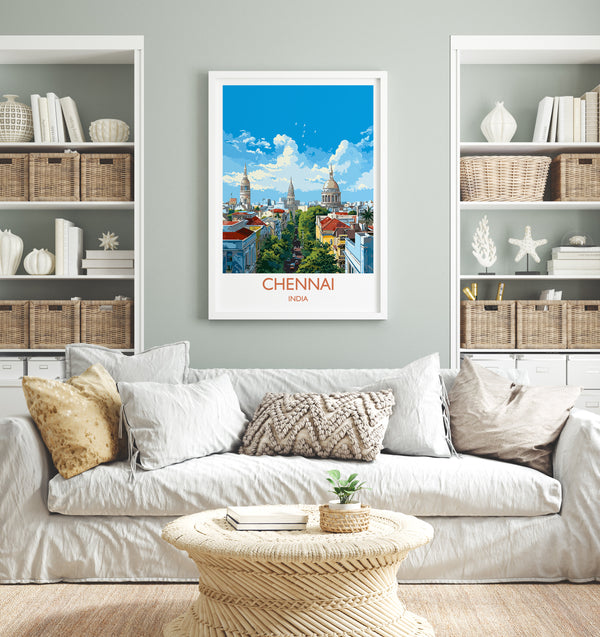 Chennai Travel Print, Travel Poster of Chennai, India, Chennai Art Gift, Wall Art Print