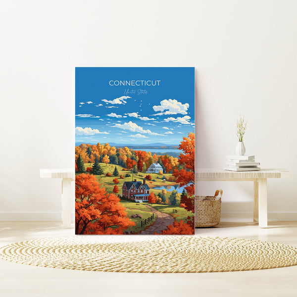 Connecticut Print, Travel Poster of Connecticut, Connecticut Art Gift, USA, Travel Gift