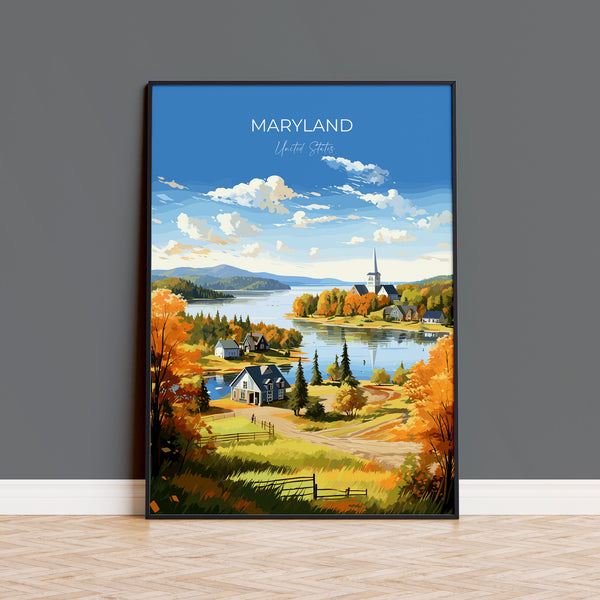 Maryland Print, Travel Poster of Maryland, Maryland State, Maryland Art Gift, USA, Travel Gift
