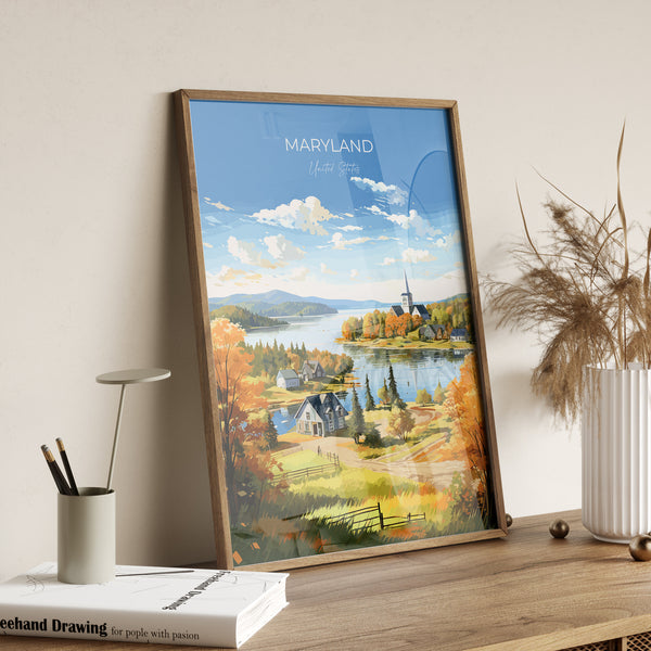 Maryland Print, Travel Poster of Maryland, Maryland State, Maryland Art Gift, USA, Travel Gift