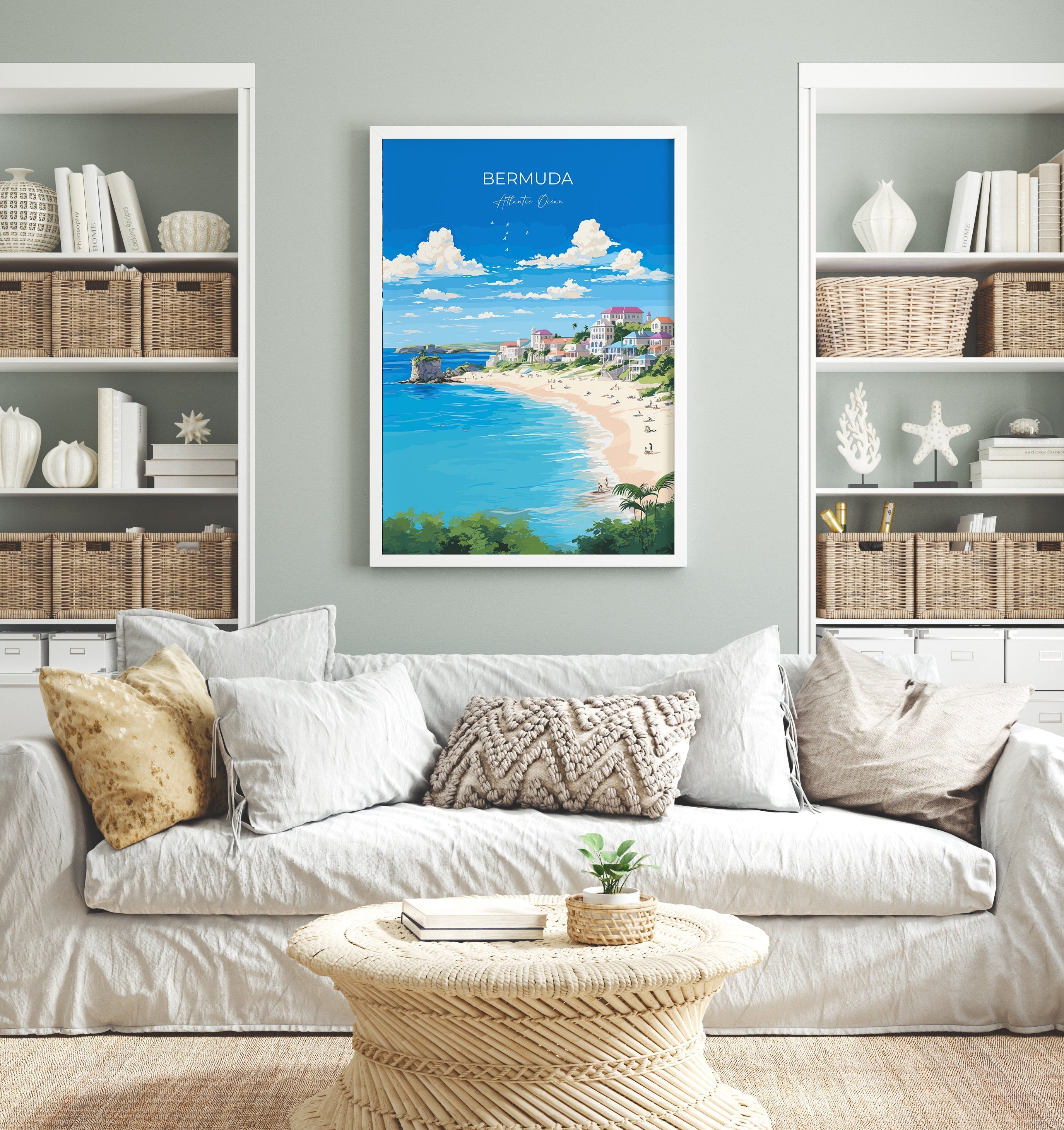 Bermuda Print, Travel Poster of Bermuda, Atlantic Ocean, Bermuda Gift, Bermuda Wall Art, Travel Gift NQ Media Designs