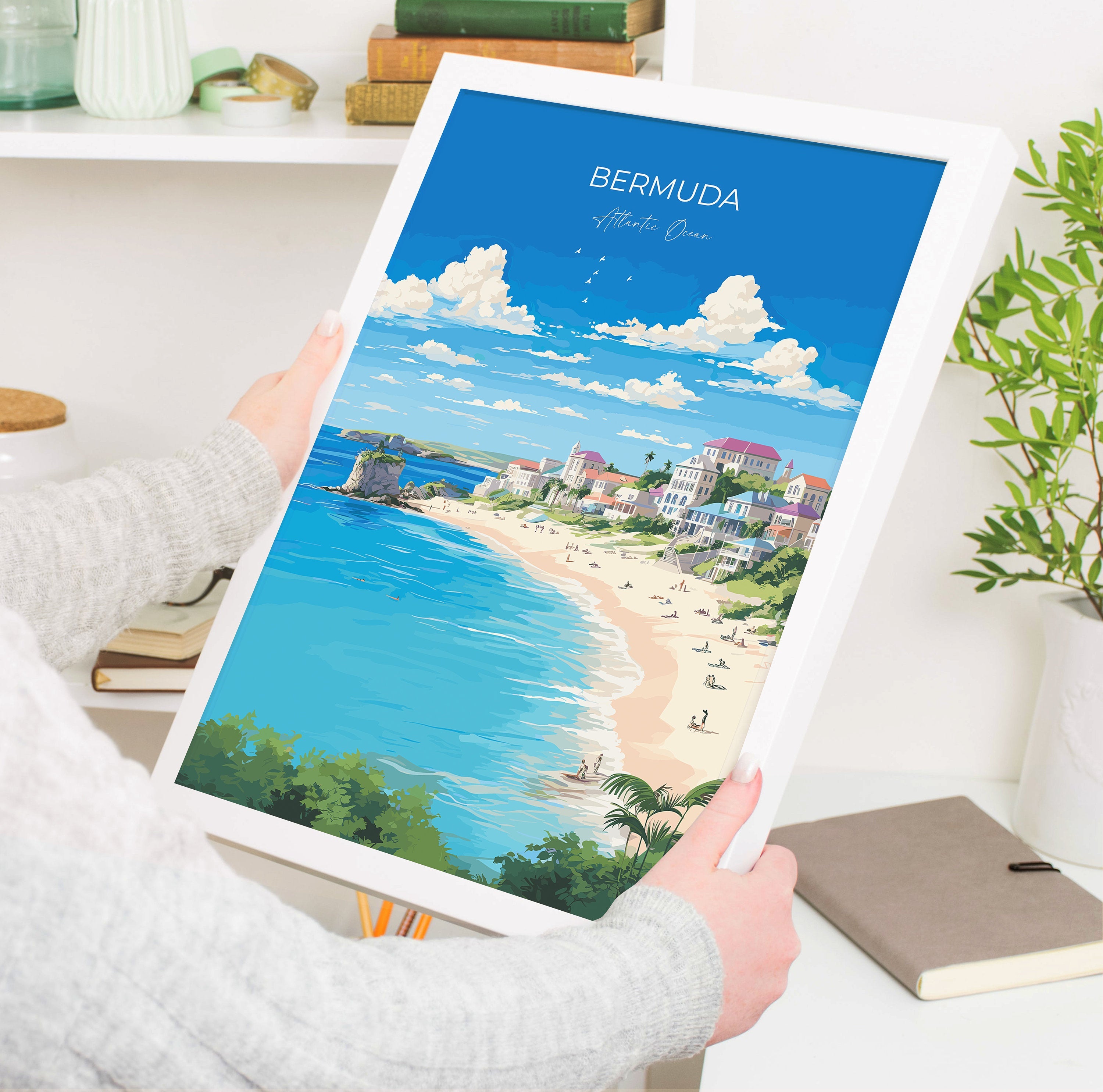 Bermuda Print, Travel Poster of Bermuda, Atlantic Ocean, Bermuda Gift, Bermuda Wall Art, Travel Gift NQ Media Designs