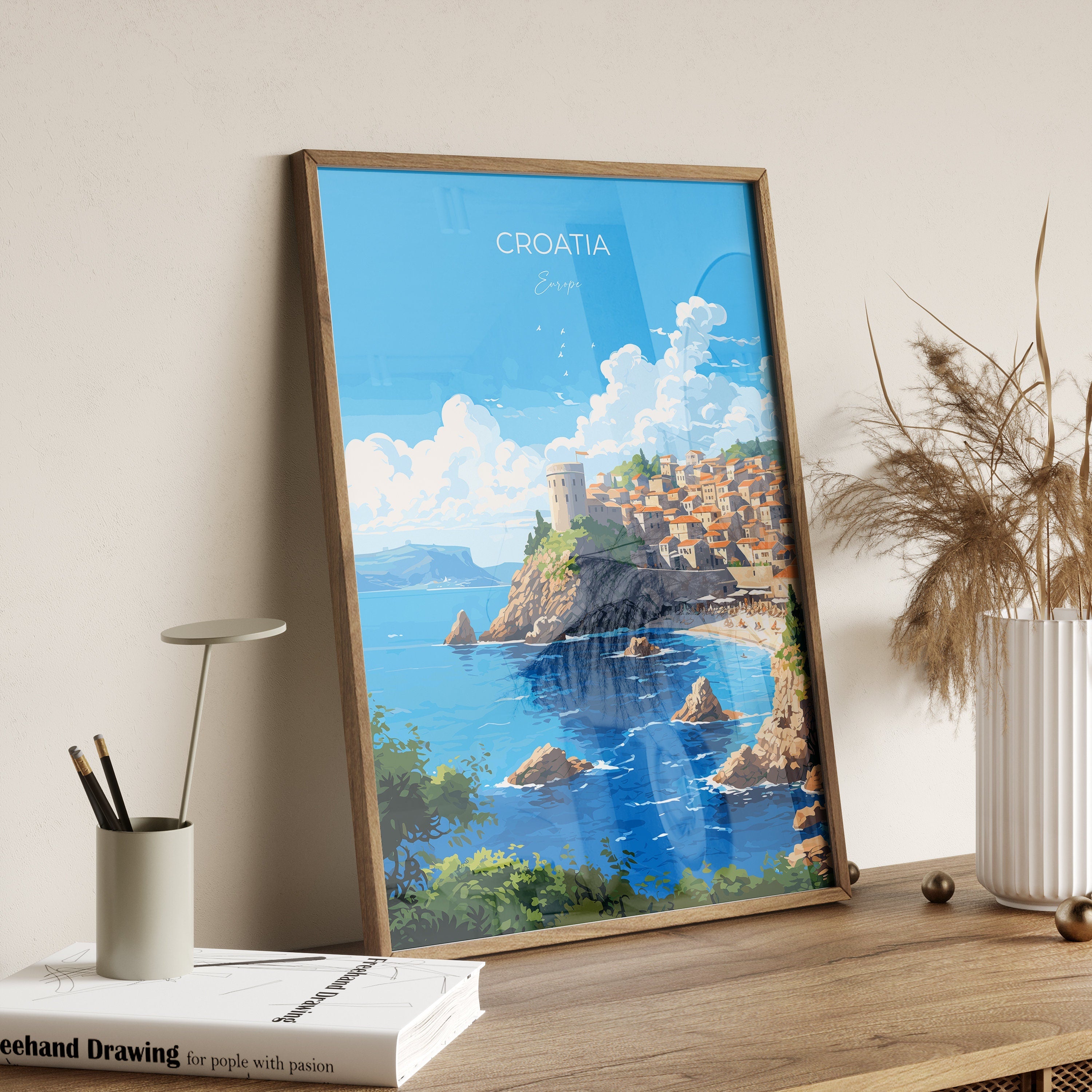 Croatia Travel Poster, Travel Print of Croatia, Croatia Art Gift, Dalmatian coast gift, Europe Wall Art, Travel Gift NQ Media Designs