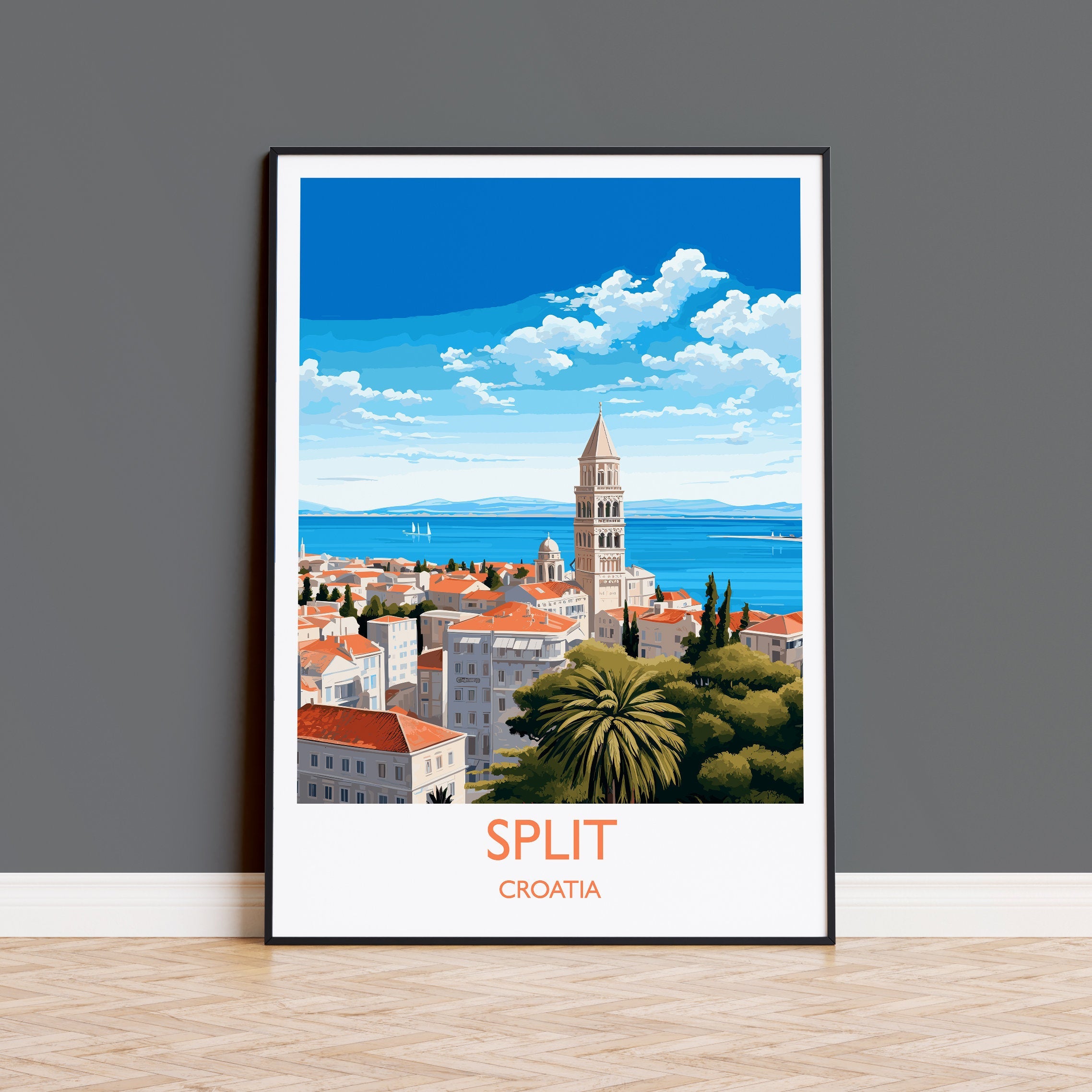 Split Travel Poster, Travel Print of Split, Croatia, Split Art Gift, Wall Art Print NQ Media Designs