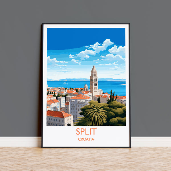 Split Travel Poster, Travel Print of Split, Croatia, Split Art Gift, Wall Art Print
