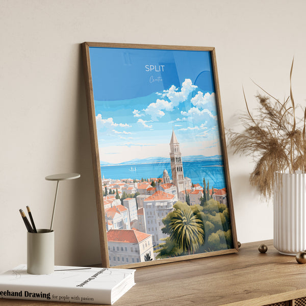 Split Travel Print, Travel Poster of Split, Croatia, Split Art Gift, Wall Art Print