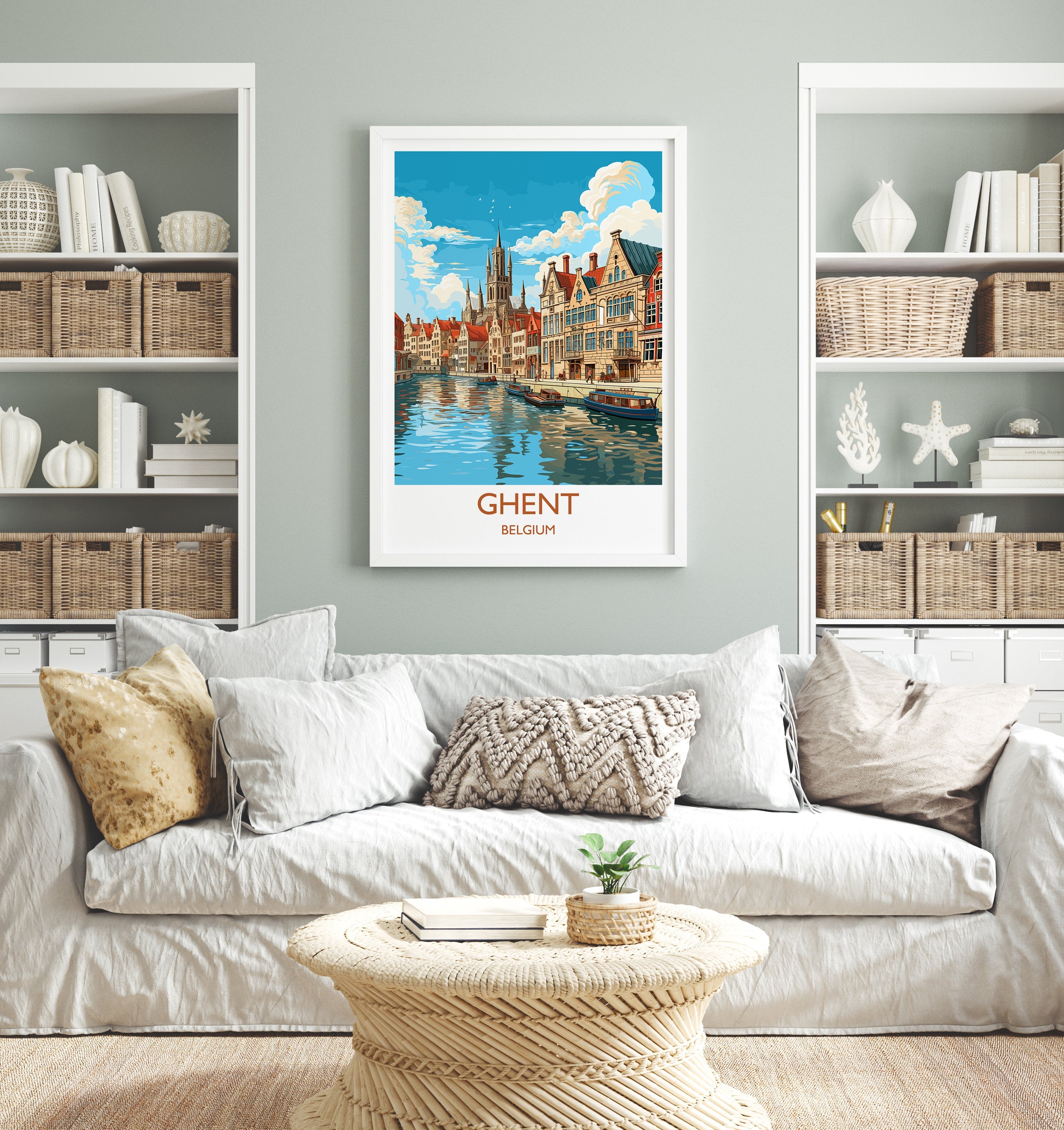Ghent Poster, Travel Print of Ghent, Ghent Gift Art, Belgium Wall Art, Travel Gift NQ Media Designs