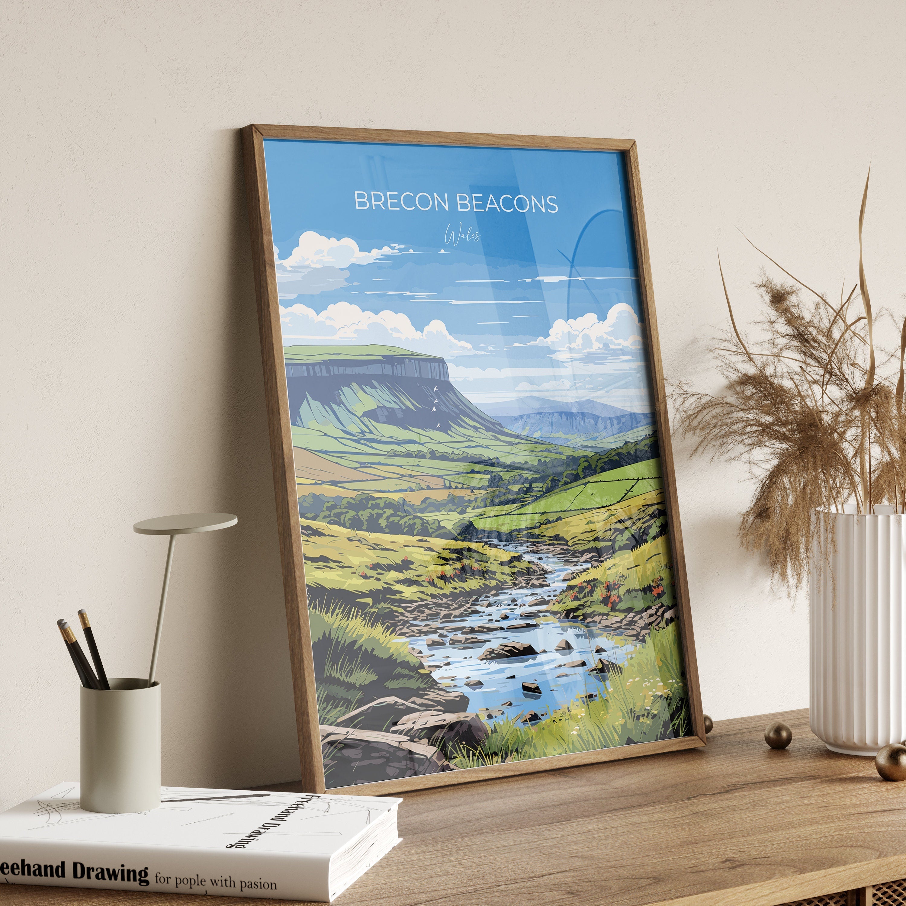 Brecon Beacons Poster, Brecon Beacons Travel Print, Wales, Welsh Art, Brecon Beacons Gift, Wall Art Print NQ Media Designs