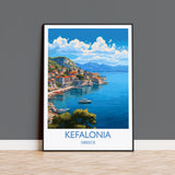 Kefalonia Print, Travel Poster of Kefalonia, Greece, Kefalonia Gift Art, Wall Art Print NQ Media Designs