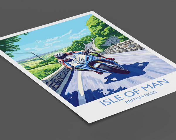 Isle of Man Print, Travel Poster of Isle of Man, Motorbike Racing, Isle of Man Art Gift,British Isles Wall Art Print