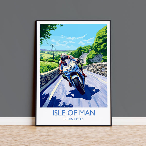 Isle of Man Print, Travel Poster of Isle of Man, Motorbike Racing, Isle of Man Art Gift,British Isles Wall Art Print