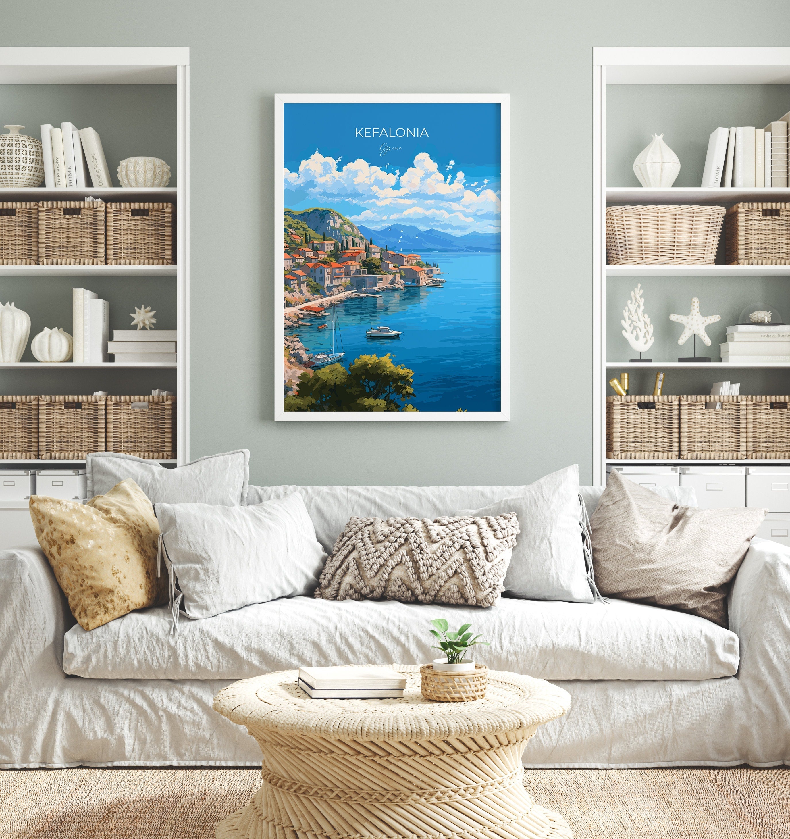 Kefalonia Print, Travel Poster of Kefalonia, Greece, Kefalonia Gift Art, Wall Art Print NQ Media Designs