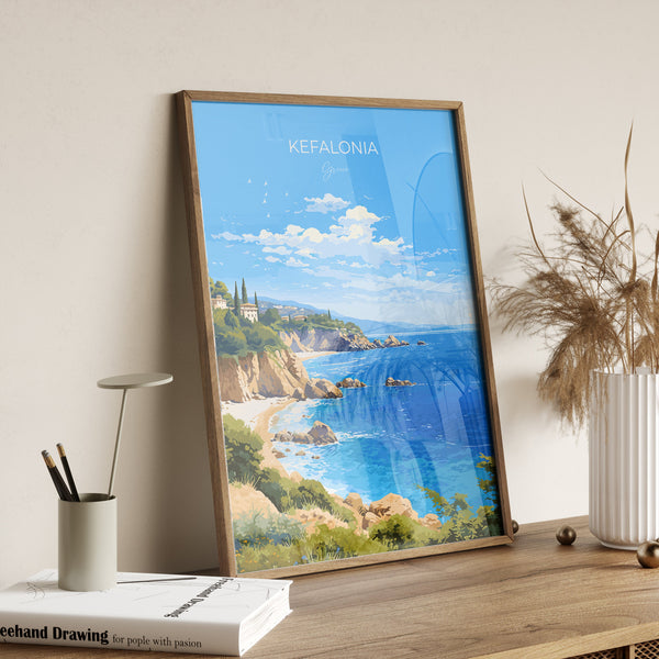 Kefalonia Poster, Travel Print of Kefalonia, Greece, Kefalonia Gift Art, Wall Art Print